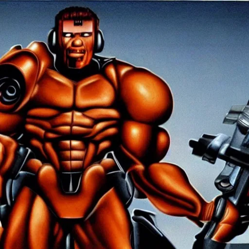 Image similar to arnold schwarzenegger as doom guy