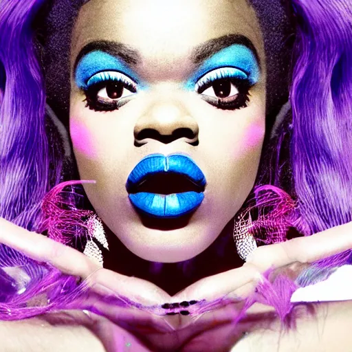 Image similar to azealia banks fantasea ii : the second wave, seapunk 2. 0, yemaya, madre agua, rapunzel mermaid hair