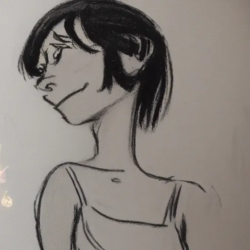 Image similar to milt kahl sketch of black hair cuban girl with dog nose