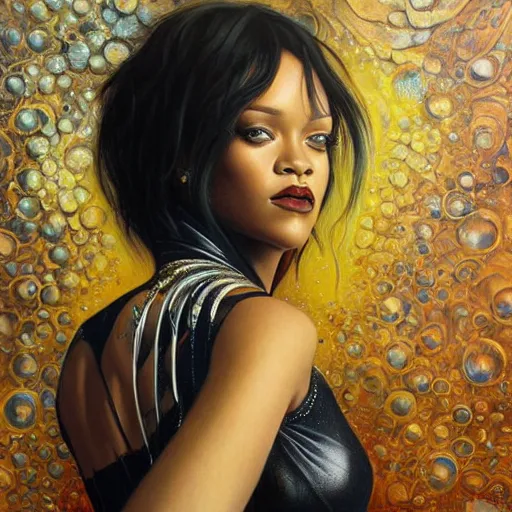 Image similar to a portrait of rihanna by karol bak