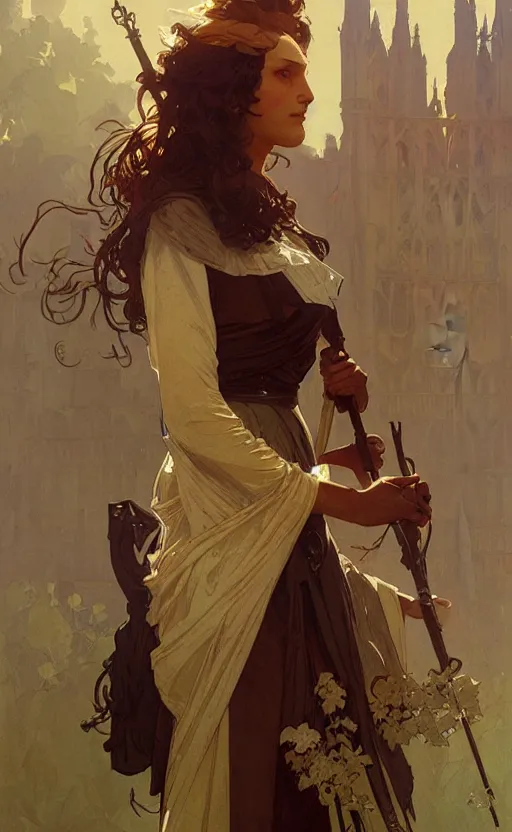 Image similar to a personification of the country france, highly detailed, digital painting, artstation, concept art, sharp focus, illustration, art by greg rutkowski and alphonse mucha