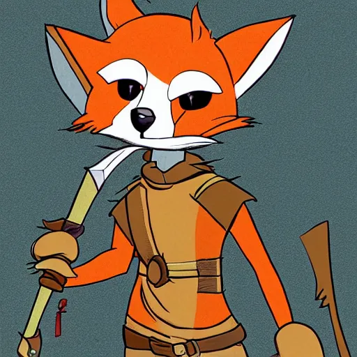 Prompt: Robin Hood anthropomorphic fox, wearing a hoodie, 90s cartoon vhs, trending on FurAffinity