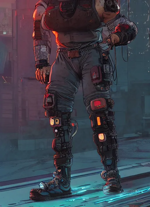 Image similar to hector. apex legends cyberpunk weight lifter. concept art by james gurney and mœbius. cinematic, dramatic lighting ( cyberpunk 2 0 7 7 ), clean aesthetic