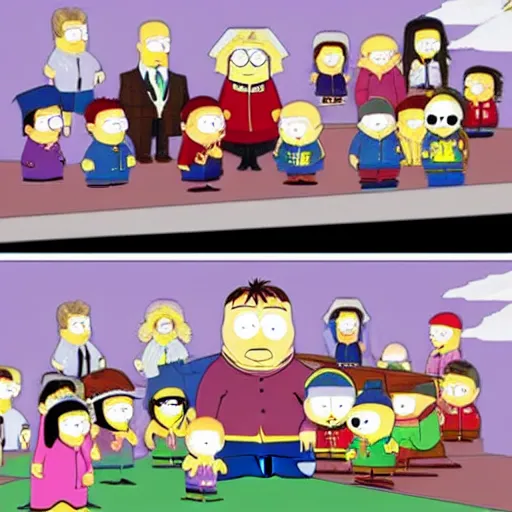 Image similar to south park in the simpsons and family guy