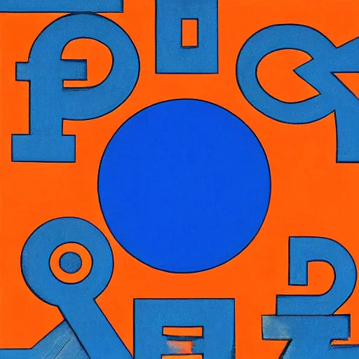 Image similar to a blue background with a red and orange word, an album cover by colin mccahon, featured on pixiv, altermodern, logo, y 2 k aesthetic, 2 d game art