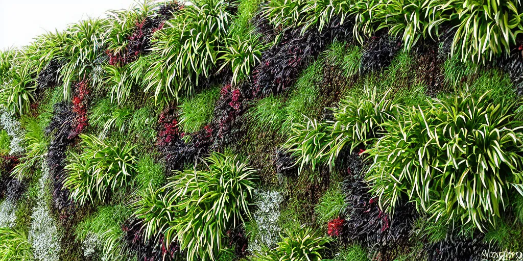 Image similar to a living wall made of new zealand endemic plant species on a suburban street in wellington, new zealand. astelia, metrosideros, griselenia