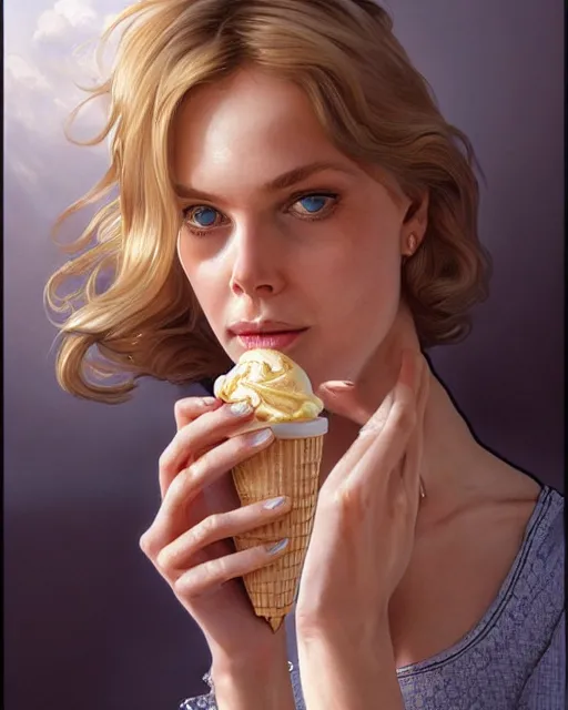 Prompt: portrait of a blonde fuller figured barbara bach from the bond film wearing dungarees and eating ice creams in porto, real life skin, intricate, elegant, highly detailed, artstation, concept art, smooth, sharp focus, art by artgerm and greg rutkowski and alphonse mucha