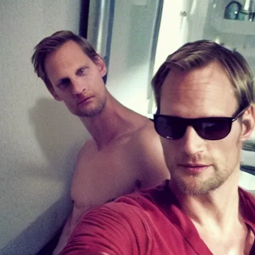 Prompt: alexander skarsgard taking a selfie