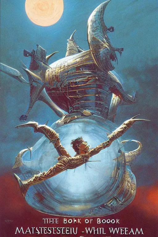 Prompt: masterpiece book cover illustration by the great famous sci - fi artist michael whelan.