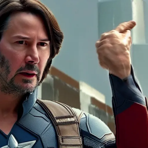 Image similar to Keanu reeves as Captain America 4K quality super realistic