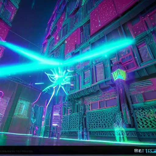 Prompt: a beautiful ultradetailed and ultrasharp 80s anime laser show, intricate details, sense of space, detailed, trippy, dope , rendered in unreal engine by beeple