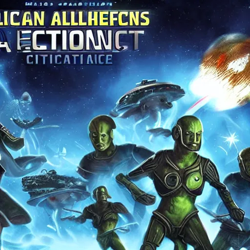 Prompt: an epic intergalactic war between advanced alien civilizations