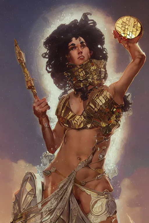 Image similar to the Greek godess Hera looking angry, rusty armor, portrait, pixel art by Artgerm and Greg Rutkowski and Alphonse Mucha