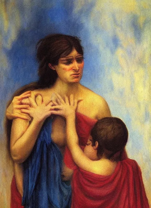 Prompt: mother why do you cry symbolist painting