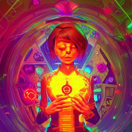 Image similar to skill magic geek inside matrix deepdream radiating a glowing aura stuff loot legends stylized digital illustration video game icon artstation lois van baarle, ilya kuvshinov, rossdraws,