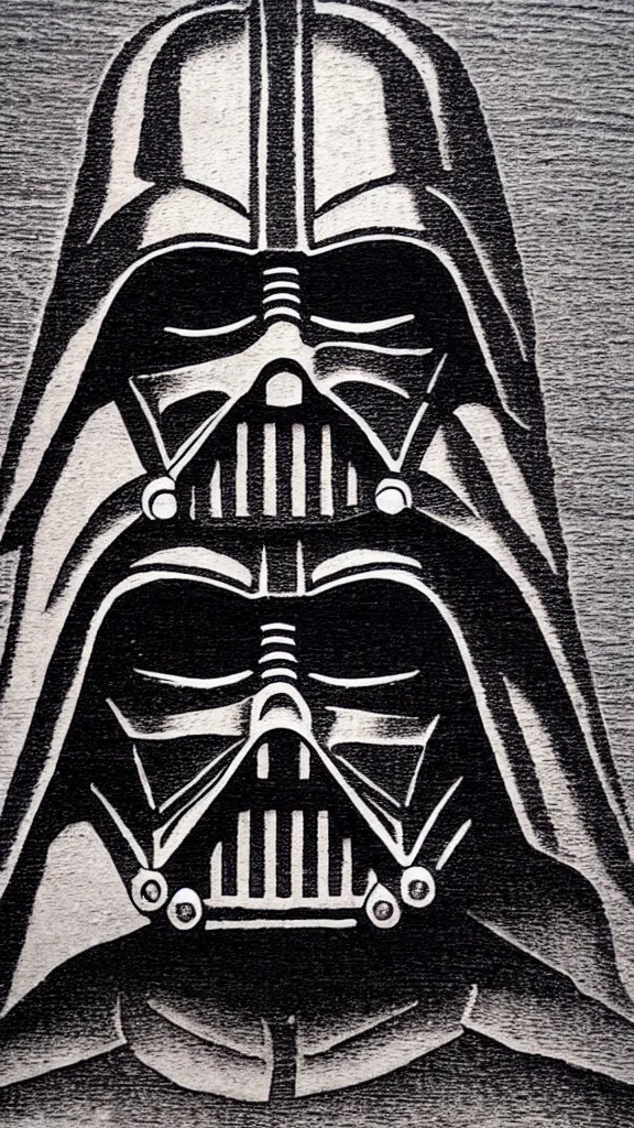 Prompt: a portrait of darth vader in the style of a wood burned etching. color harmony, 8 k detail, gallery quality, hd wallpaper, premium prints available, hyper - detailed, intricate design.