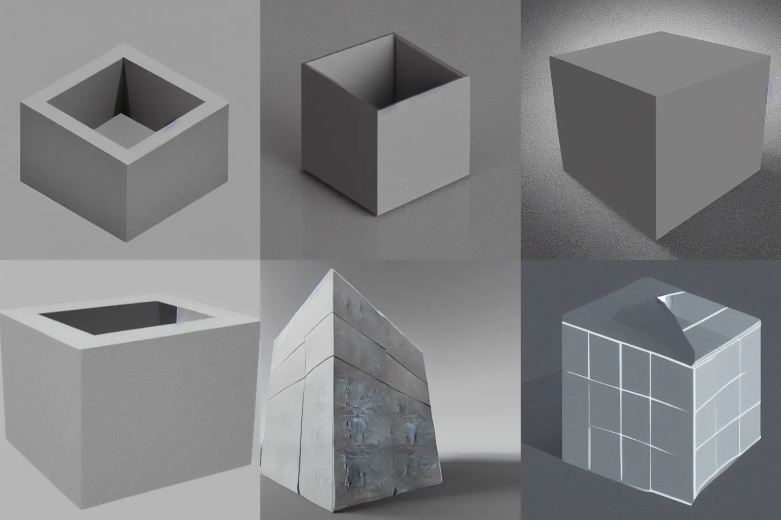 Prompt: an artistic render of a grey cube