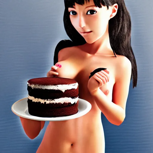 Image similar to anime girl with a chocolate cake