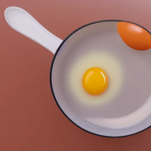 Prompt: a egg with yolk in a soup ladle, product render, octane, v ray, realistic