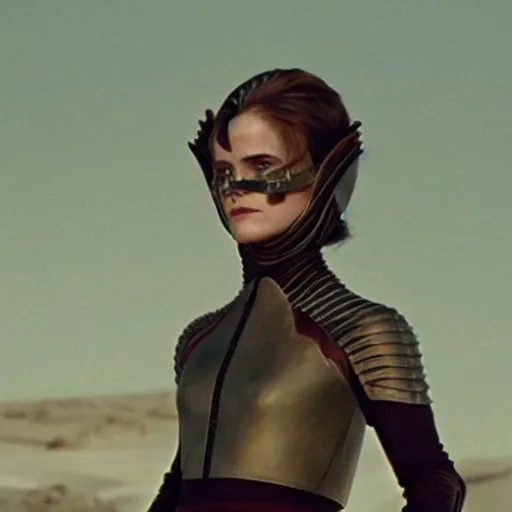 Image similar to Emma Watson as Lady Jessica from Dune, cinematic, beautiful, ominous