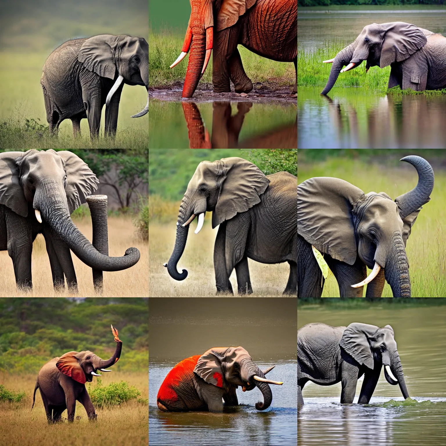 Prompt: a lobster-elephant, wildlife photography