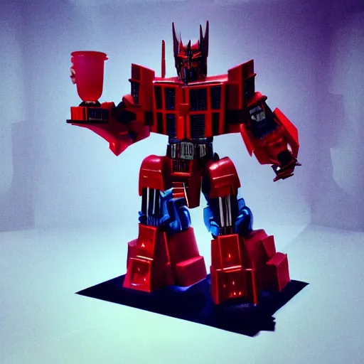 Prompt: optimus prime drinks lean