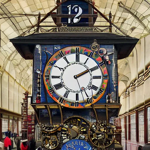 Image similar to gigant clock in front of a train