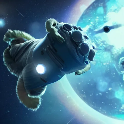 Prompt: seth rogen riding a tardigrade in space, 8 k, highly detailed, unreal engine render