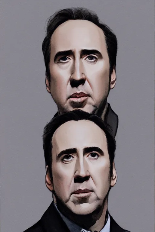 Prompt: Portrait of Nicholas Cage by Phil Noto