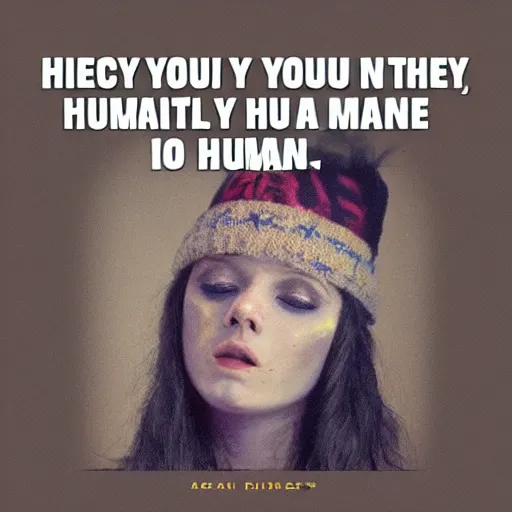 Image similar to hey you with the pretty face, welcome to the human race.