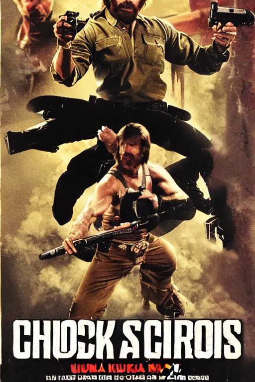 Image similar to chuck norris 1 9 8 0 s vhs tape cover ninja commando, atmospheric, realism, action, grimy, kung fu arena, highly detailed, high octane render, hd, 3 ninjas on jetskis, in the style of enzo sciotti