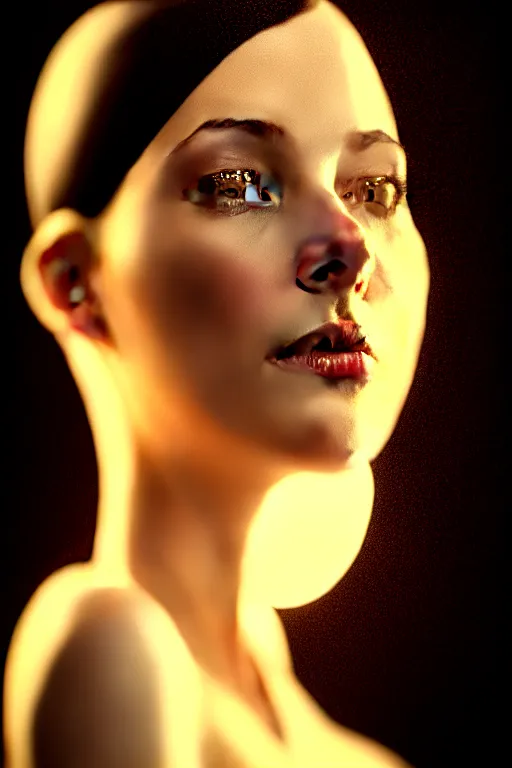 Image similar to Portrait of a beautiful pale skin Nordic female with short black hair, elegant, photorealistic, highly detailed, artstation, smooth, sharp focus, gold ornaments, neon lighting, sci-fi, art by Klimt.