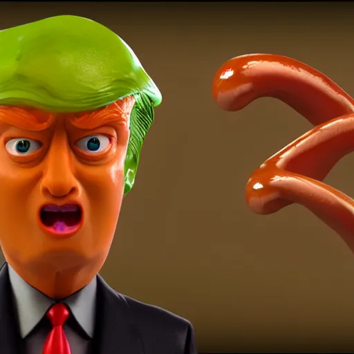 Image similar to a slimy donald trump slug, claymation, octane render, unreal engine