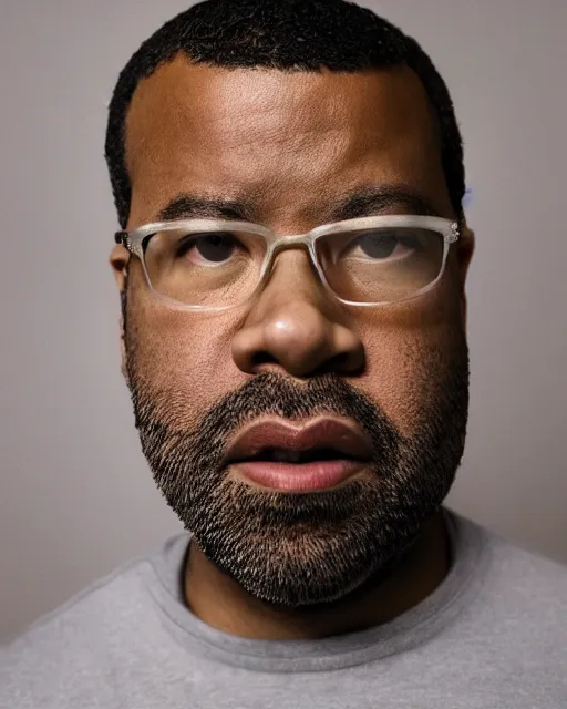 Image similar to A portrait of Jordan Peele, highly detailed, trending on artstation, bokeh, 90mm, f/1.4