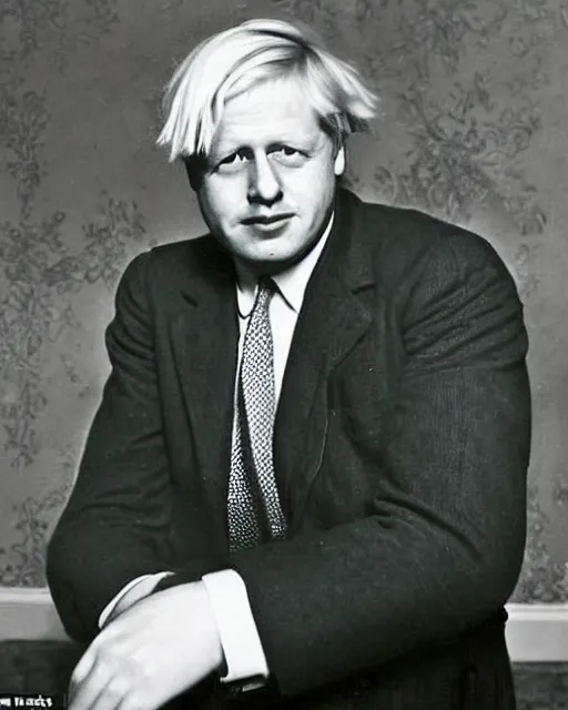 Prompt: a 1 9 4 0 s portrait of boris johnson