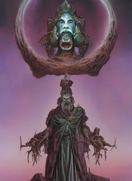 Image similar to a beautiful matte painting portrait of the lamp god, the old days, the outer god from the starry sky in lord of mysterious by wayne barlowe