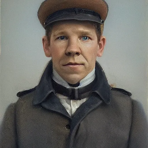 Prompt: thirty years old Lee Evans as a ((sad)) 19th century, eastern european postman (without bead and without mustache). detailed, soft focus, ((interesting lights)), ((realistic)), higher contrasts, afternoon lights, hyperdetailed, oil canvas, character concept art by Munkácsy Mihály, Hollósy Simon, Csók István, Van Dyck, John Everett Millais, Henry Meynell Rheam, and da Vinci