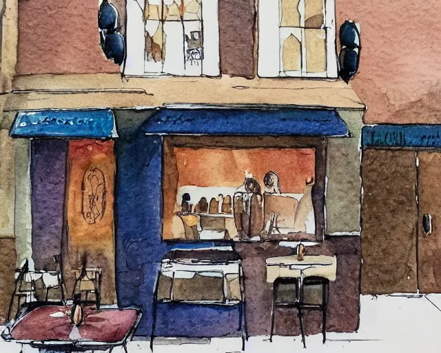 Image similar to a coffee shop smooth light color watercolor pen