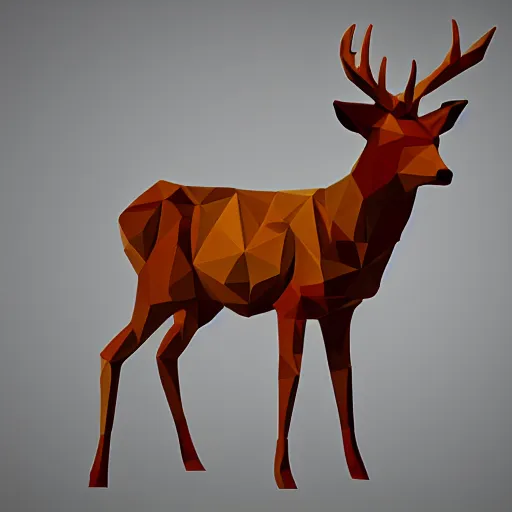 Prompt: low poly art of a deer