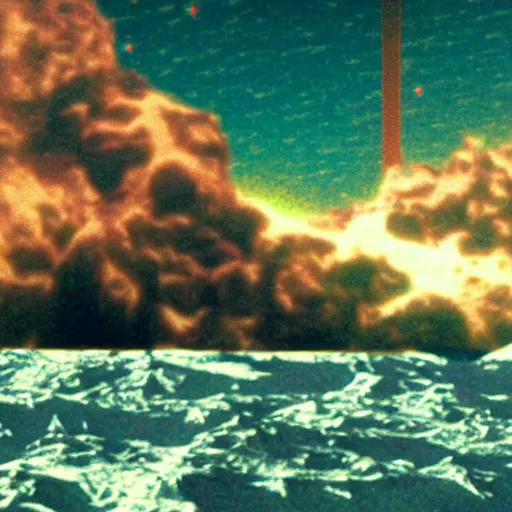 Prompt: moloch posing in vaporwave style, nasa footage