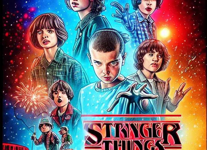 Image similar to stranger things 4, netflix, artwork by skottie young