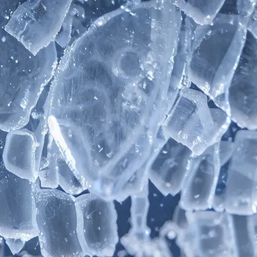 Prompt: see through clear sheet of ice sheet of ice in front of face behind ice 80mm close up