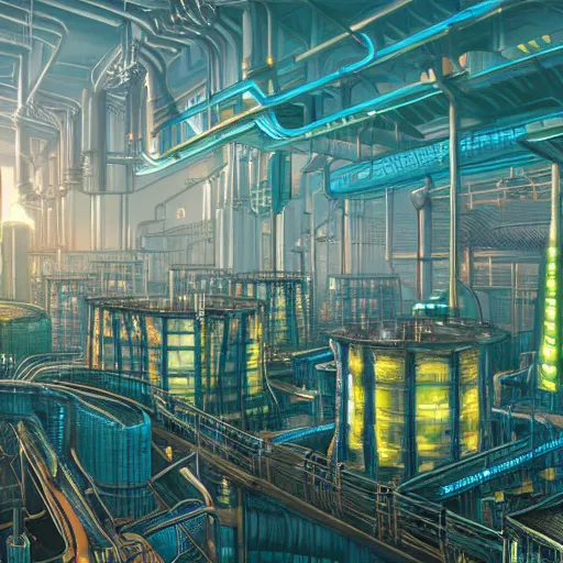 Prompt: highly detailed, datacenter cooling towers, chiller plant system, concept art, character art, studio lightning, bright colors, intricate, masterpiece, photorealistic, hyperrealistic, sharp focus, high contrast, artstation hq, deviantart trending, 8 k uhd, unreal engine 5