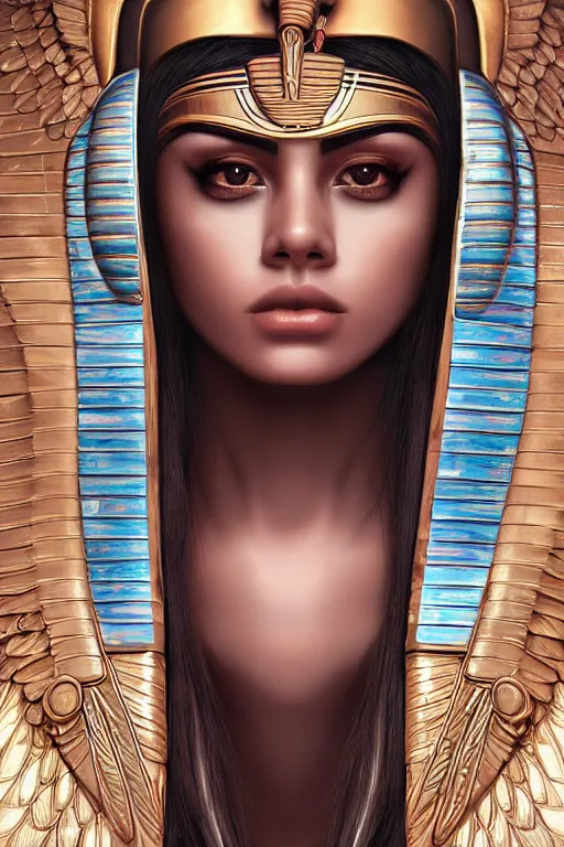 Image similar to a highly detailed beautiful portrait of a egyptian god with facial expression / emotion : sad in the style of artgerm.