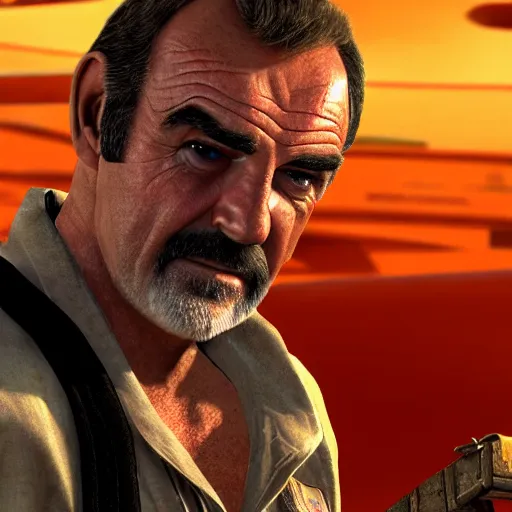 Image similar to sean connery as sully in uncharted 3, 8 k detail,