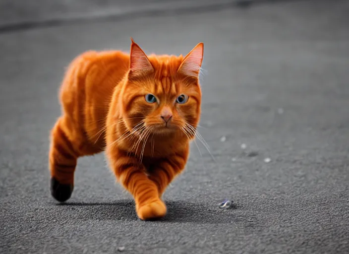 Prompt: ginger cat in mid action, award winning photography