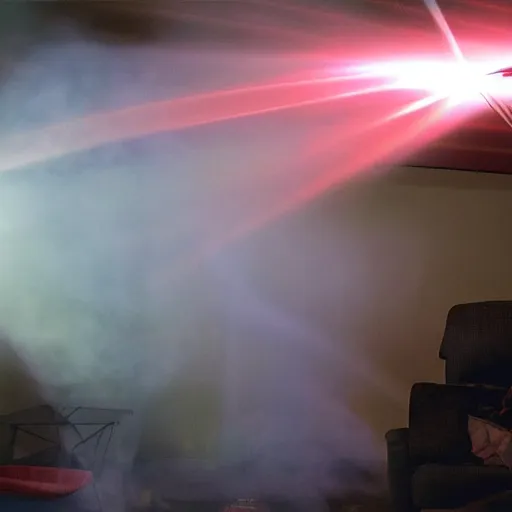 Prompt: smoke lit with projector beam