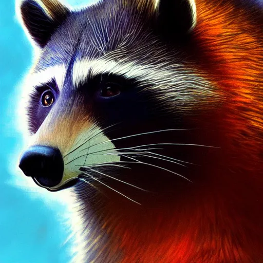 Image similar to profile of an racoon!!! bear!! hybrid, bold natural colors, masterpiece, trending on artstation, photograph