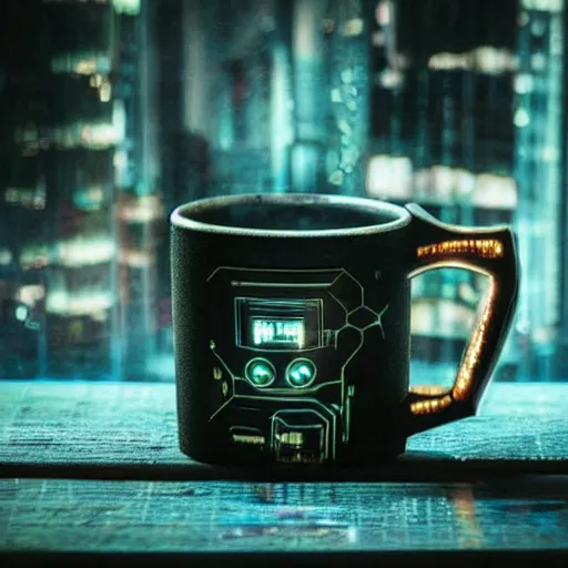 Image similar to cyberpunk coffee cup