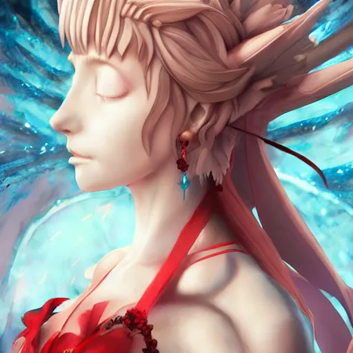 Image similar to portrait of queen elizabeth as a fallen angel anime fantasy illustration by tomoyuki yamasaki, kyoto studio, madhouse, ufotable, square enix, cinematic lighting, trending on artstation